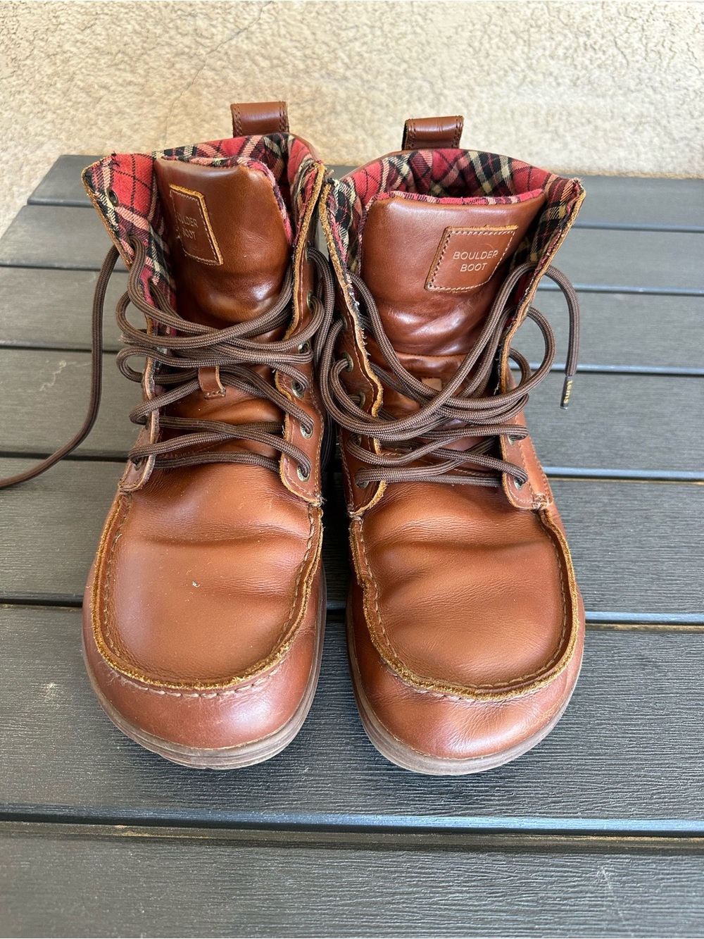 Lems Men's Brown Leather Boulder-Style Lace-Up Boots